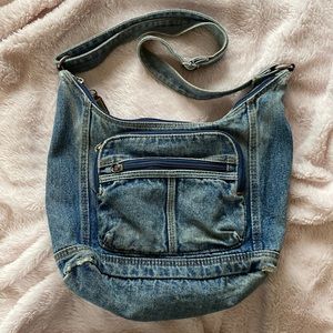 Denim cross body bag